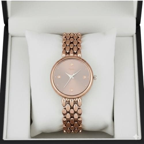 styledose Women’s Diamond Studded Watch | Premium Metal Bracelet Strap | Analog Quartz Movemnet Ladies Wrist Watch | Watch for Women & Girls | Wrist Watches for Women's & Girls&Ladies (Brown) 5