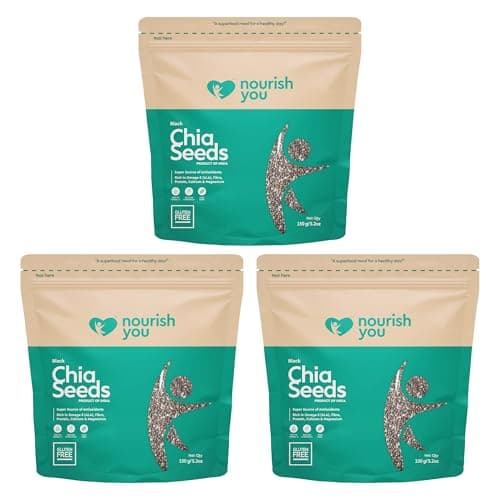 NOURISH YOU Raw Chia Seeds 150g X Pack of 3 | Protein & Fiber Rich Superfood | Energy Boosting Seeds for Weight Management, Heart Health & Digestion | Plant-Based Omega-3 Source | Gluten-Free