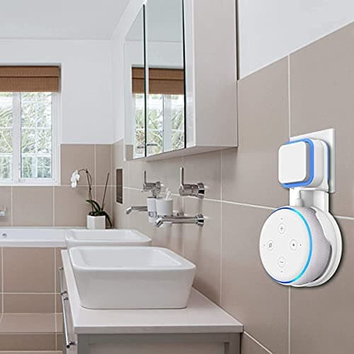 JERN® Wall Mount Hanger Holder for Dot 3rd Gen, Compact Bracket Case Plug and Built-in Cable Management for Kitchen Bathroom, Bedroom (White) 5