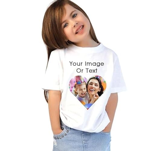 Print Gift Personalized/Customized Print (फ़ोटो प्रिंट) Round Neck T-Shirt, Colour- White| Material- Polyester, Kids and Adults T-Shirts for Boys, Girls, Men, Women (9-10 Years)