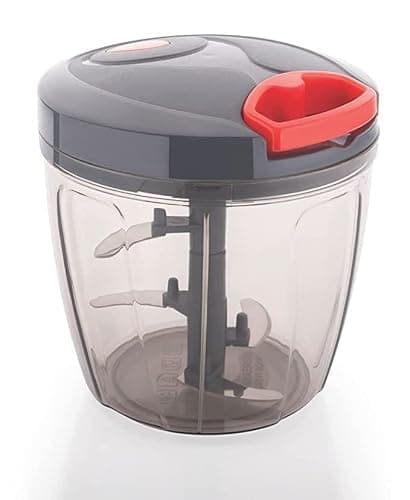 Dori Vegetable Chopper 900ML– Manual Food Chopper with 5 Stainless Steel Blades | Hand Pull Chopper for Onion, Garlic, Nuts, Salad & More | Large Capacity Kitchen Tool (Gray)