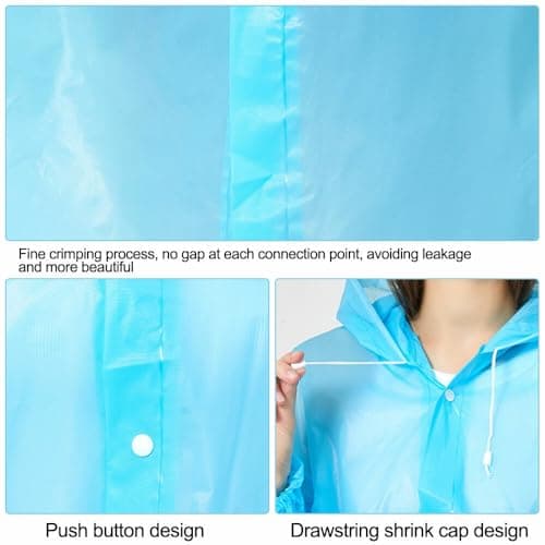 Missby Unisex-Adults Windproof Hooded EVA Poncho Raincoat (Navy Blue) 4