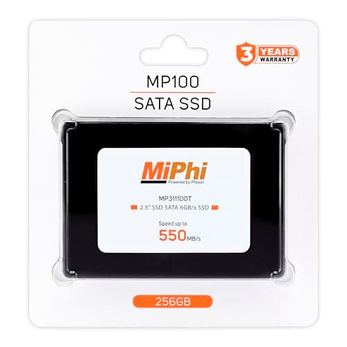 MIPHI MP100 SATA 256GB, Up to 550MB/s, 2.5 Inch/7 mm, 5Y Warranty, Internal Solid State Drive (SSD)