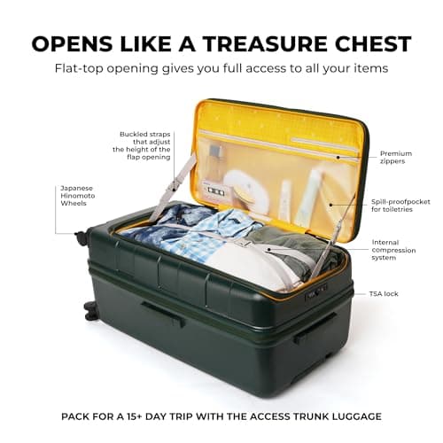 MOKOBARA The Em Access Trunk - Large Luggage | Green Expandable Polycarbonate 8 Spinner Wheel Trolley Hardsided Suitcase with Built in TSA Lock Travel Suitcase (Green Energy Sunray), 43 Cm 3