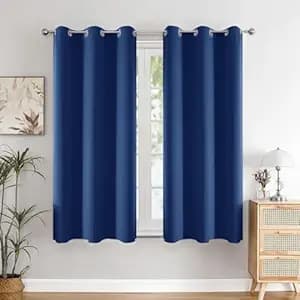 HOMEMONDE Window Blackout 5 Feet Curtain - Privacy and Noise Reduced Curtains with Eyelets, 95% Light Blocking 60 Inch Long Drapes 1 Pcs- (Navy Blue, 152 x 118 CMs)