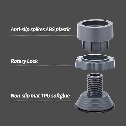 TOMOFON Upgraded Anti-Vibration Pads – Extra-Large Adjustable Feet for Washer & Refrigerator – Shock Absorbing, Noise Cancelling & Pads for Stability Washing Machine Stand 5