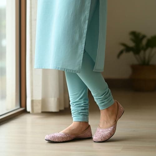 DFR Women’s Embroidered Mojari Punjabi Jutti Juti Shoe, Pink, UK Size 9 5