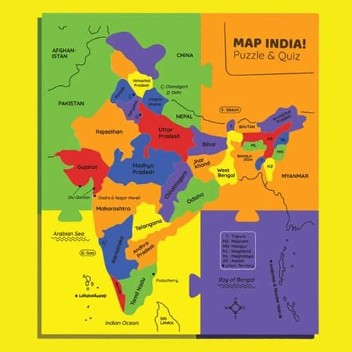 Storio EVA Foam Geography of India Map Puzzles for Kids with Trump Fact Cards for Playing Learning & Educational Toys - Jigsaw Puzzles for Kids Ages 4-8 - Gift for 4, 5, 6, 7, 8 Year Old Boys & Girls 2