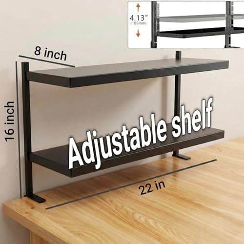 Tisany 22 Inch Adjustable Storage Organizer with Headphone Holder, Heavy Duty Desk Shelf Clamp-On Above or Under -Desktop, Over or Under Table 5