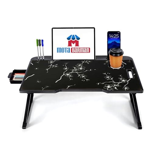 DIVIJA STORE Smart Multipurpose Foldable Laptop Table with Cup Holder, Study Table, Bed Table, Breakfast Table, Foldable and Portable/Ergonomic & Rounded Edges/Non-Slip Legs (Flying doremon) 4