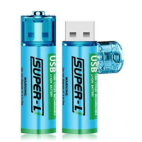 KAIASHA AA USB Rechargeable Li-Ion Battery for Remote Control, Mouse, Small Fan, Toy Battery (Pack of 2) with Type-C Charging Cable (1000 mAh AA)
