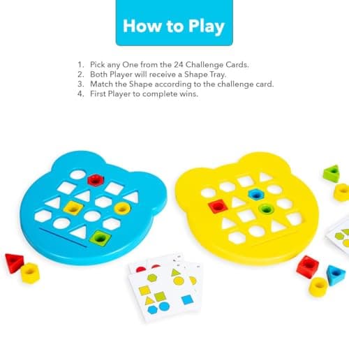 Ratna's Shape Matching Puzzle Game for Kids, 48 Challenges, 32 Colorful Shapes, Shape & Color Recognition, Educational STEM Learning Toy for Kids 3+ Years 2