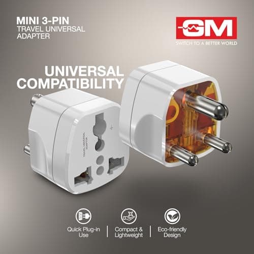 GM Modular 3005 Travel Adapter with Universal Multi-Pin Socket, 6A Adapter for Home Office and Travel Use, Shockproof Polycarbonate Body 4
