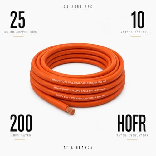 GB KORE ARC HOFR Welding Cable 25 Sq.mm (10 Metre Roll) | Heat, Oil & Flame Resistant Flexible Copper Welding Cable | For Arc, MIG & TIG 5