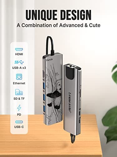 Lemorele USB-C Hub for Laptop with 4K HDMI Port | 9-in-1, 100W PD, Gigabit Ethernet, 3 USB 3.0 + USB-C Data Ports, SD/TF Card Reader, Compatible with HP/Lenovo/Dell Laptops 3