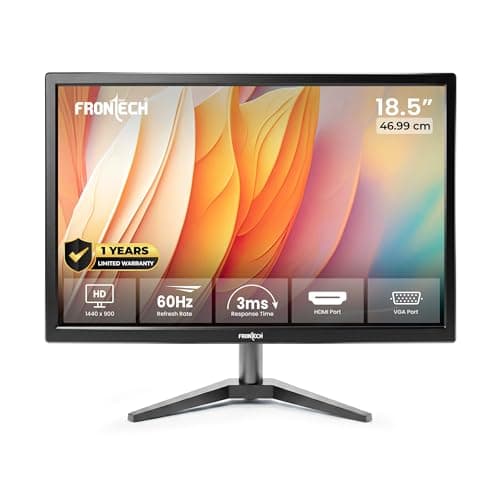 FRONTECH 18.5-inch (46.99cm), LED, HD 1366x768, 60Hz, Black, HDMI & VGA Input, 16.7M Colors, Glossy Panel, Slim Design, Wall Mountable Monitor (MON-0061)