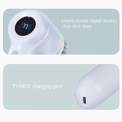 RXCINOZ 5 in 1 Electric Spin Scrubber Handheld Power with LED Display, 2-Speed Rechargeable Cleaning Brush, 1200mAh Battery & 5 Interchangeable Heads for Bathroom, Kitchen & Tile (5 in 1 Scrubber) 4
