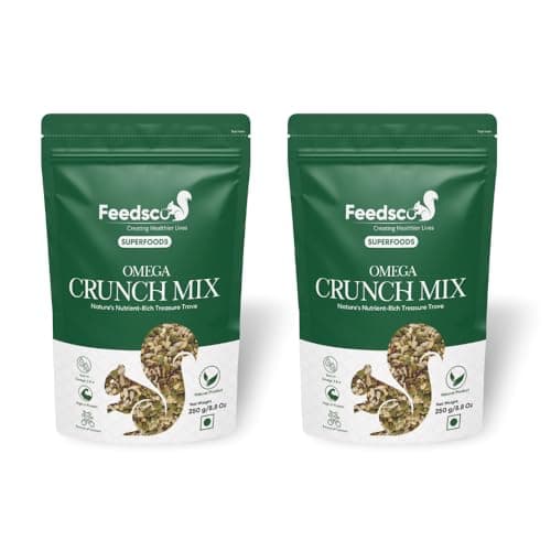 Feedsco Omega Crunch Mix Seeds – 250g X 2 | Blend of Pumpkin, Chia, Flax & Sunflower Seeds | High Protein, Calcium & Iron | Superfood Seed Mix for Healthy Snacking | Vegan, Keto & Gluten-Free