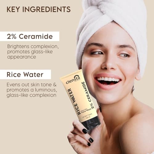 Clensta Rice Water Face Wash With Rice Water & 2% Ceramide for Glass Skin | All Skin Type | Women & Men | 100ml 4