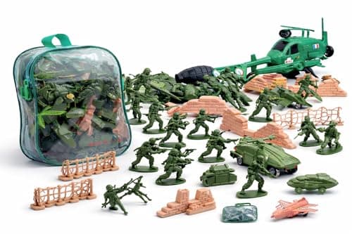 Army Military Series Toy Soldier Action Figures Playset, 60 Pieces with Helicopter, Aircraft, Tanks, Bunker, Indian Flags and Accessories, Made in India, with Storage Bag