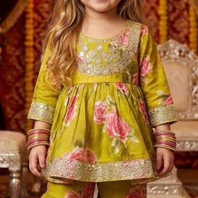 A.T.U.N. (ALL THINGS UBER NICE) Girls Pure Cotton Printed Kurti Sharara Set | Traditional Ethnic Wear Outfit for Kids | Soft Breathable Fabric Comfortable Fit | Stylish Festive Clothing Set 4