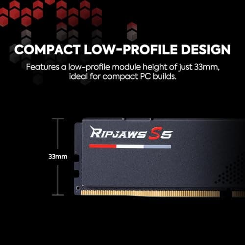G.SKILL RipJaws S5 Series (Intel XMP) 64GB (2 x 32GB) DDR5 6000 Mhz CL36-36-36-96 1.35V Desktop Memory RAM - F5-6000J3636F32GX2-RS5K 4