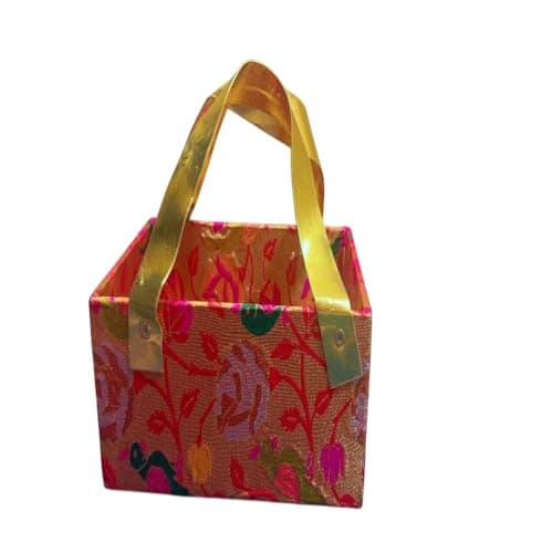 Decorative Basket with Vibrant Floral Patterns and Golden Handle - Perfect for Home Decor, Storage, and Gift Giving