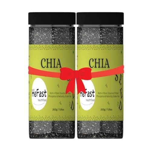 HeFast Chia Seeds 400g (2 × 200g) | Raw, Natural, Non-GMO, Gluten-Free Superfood | High in Omega-3, Fiber & Protein | Vegan, Keto Friendly | Ideal for Smoothies, Baking, and Healthy Recipes