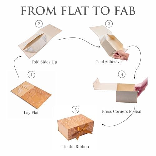 Boxotica Golden Floral Small Gift Box – Foldable Rigid Hamper with Ribbon & Greeting Card, Reusable Keepsake Box for Dry Fruits, Weddings, Birthdays, Housewarming Return Gifts, Thambulam & Vratham Kit 5