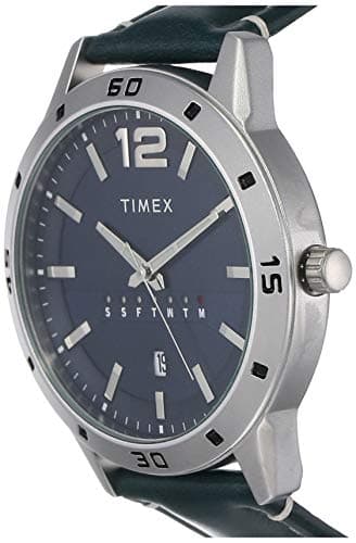 TIMEX Analog Watch for Man with Blue Round Dial & Blue Leather Strap Band Water Resistant Men's Wrist Watches - TW000U931 2