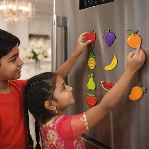 ImagiVibe Paint Your Own Fruits Fridge Magnet Kit for Kids | 9 MDF Cut-Outs DIY Painting Activity with Colours & Brush | Creative Screen-Free Art & Craft Kit | Made in India (Fruits) 4