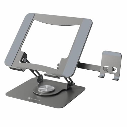 Portronics My Buddy K9 Pro 2-in-1 Laptop & Phone Stand with 360° Rotating Base, Adjustable Height & Angle, Foldable Metal Design, Heat Dissipation, Universal Fit for 10–15.6” Laptops