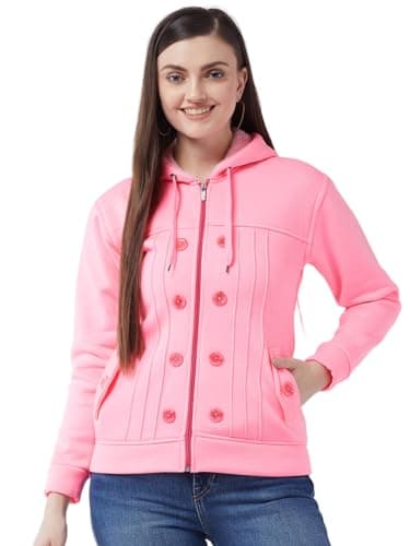Pivl Casual Solid Full Sleeves Stylish Women Fleece Jacket with zip for winter II Zipper Hoodie II Hooded Neck II Winter Wear II