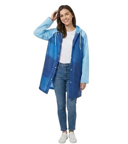 Eco-Friendly EVA Poncho Raincoat for Men & Women, Lightweight Waterproof Coat with Hood, Adjustable Drawstring, Button Closure Reusable & Durable Outdoor Rainwear Multicolor