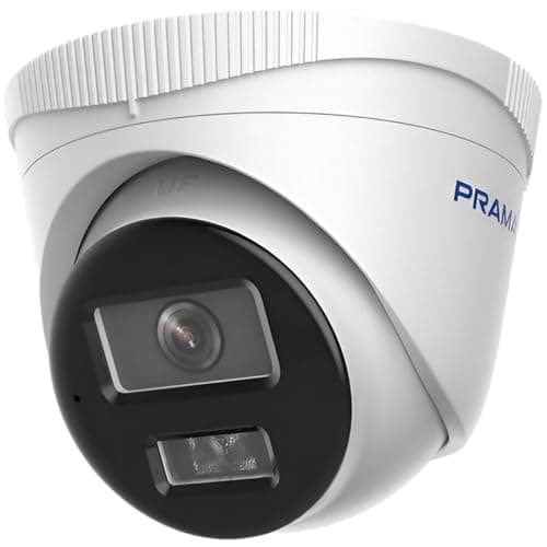 Prama PT-NC143D3-N(D2) 4MP Fixed Turret Network Camera | Ultra HD 2560×1440 | IR Night Vision 30m | Inbuilt Audio | PoE Support | IP67 Weatherproof CCTV Camera | Included PVC Stickers
