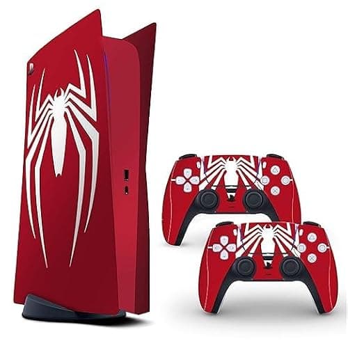 OIVO INDIA Skin Protector Compatible with Playstation5 Console Wrap Sticker Skin with 2 Wireless DualSense Controller Decal Sticker (Red,Spiderman) [Video Game]
