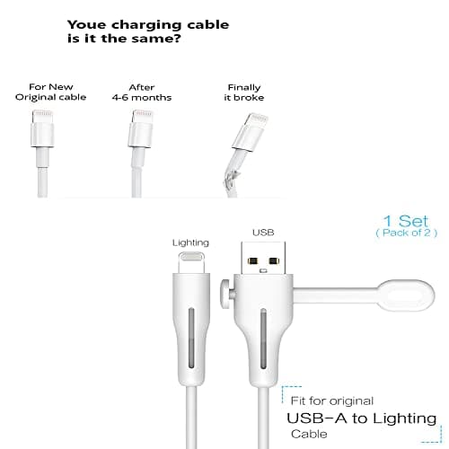 ARKZO Cable Protectors for iPhone Charger Mobile Cord Protector for Wires iPhone Charger Protector Better Than Wire Protector Spiral for Charging USB Data Cable Accessories (USB to Apple)(Black) 3