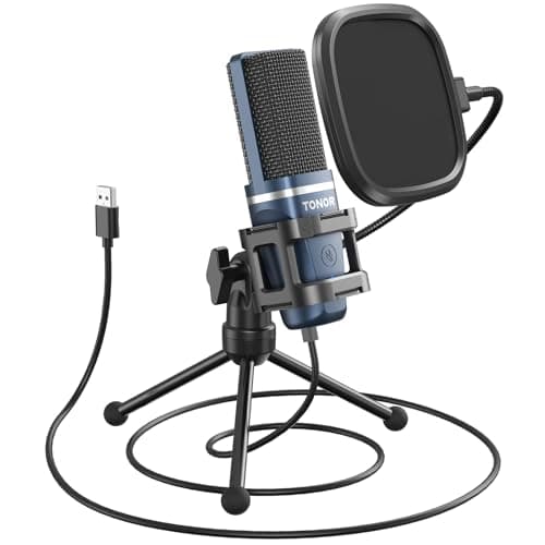 TONOR USB Gaming Microphone, Computer Condenser PC Mic with Tripod Stand & Pop for Streaming, Podcasting, Vocal Recording, Compatible with iMac PC Laptop Desktop Windows Computer, TC-777