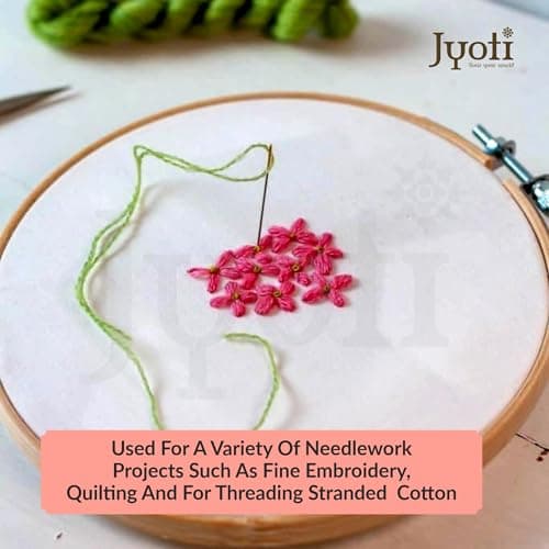 Jyoti Crewel Hand Sewing Needles, Medium-Length with Sharp Point and an Elongated Eye, Rust-Protective, Cloth Stitching Thread Steel, Used for Hand Embroidery Using Floss # 42405 (Size - 10)- 200 Pcs 3