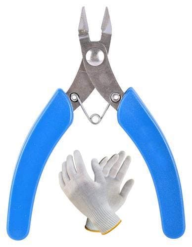Digital Craft Electrical Stain Steel Wire Cable Cutters Cutting Side Snips Flush Pliers Nipper Anti-Slip Rubber Mini Diagonal Pliers Hand Tools with Safety Hand Gloves