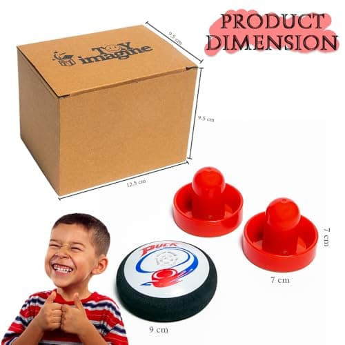 Toy Imagine™ Air Power Hockey Game Set – Indoor Tabletop Air Hockey for Kids & Adults | 1 Hover Puck + 2 Pushers | Fun Indoor Games for Boys Age 7-14 | Gift for Boys Age 12-14 (Batteries Included) 2