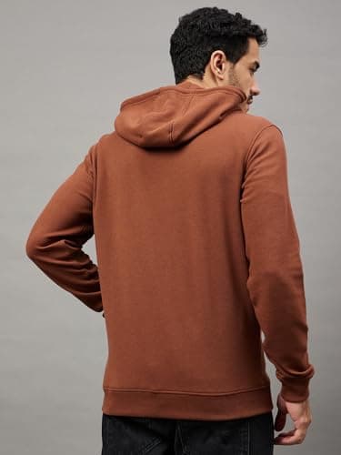 Club York Men’s Brown Zip Up Hoodie | Casual Full Sleeve Hooded Sweatshirt with Front Pockets | Cotton Blend Slim Fit Winter Wear | Stylish Solid Hoodie Jacket for Men_CY846 2