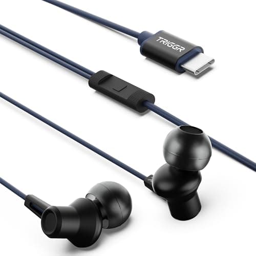 TRIGGR Zing Type-C Wired Earphones with 13mm Driver, in-line Controls, Rich Bass, Mic Wired (Shadow Marine, in The Ear)