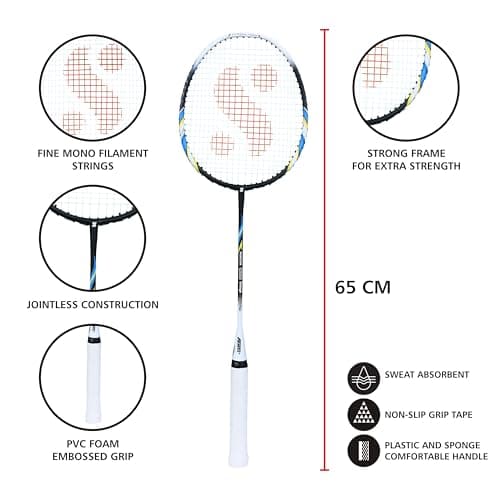 Silver's Graphite Shaft Jointless Phantom Badminton Kit (2 Racquets with Full Cover)(Black/White) 3