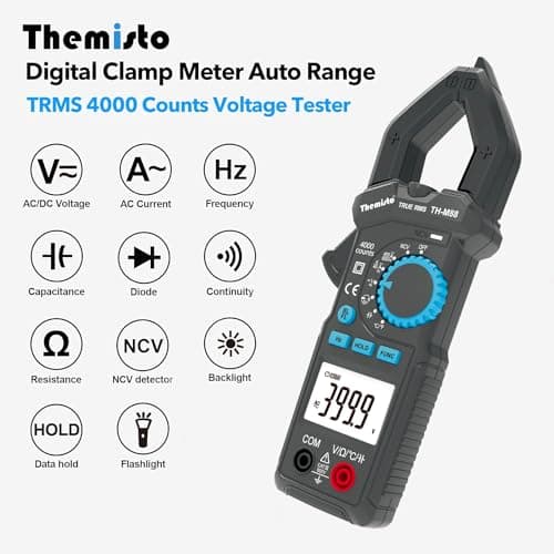 Themisto TH-M88 AC Current, True Rms Digital Clamp Meter (600A,4000 Counts), Black 2