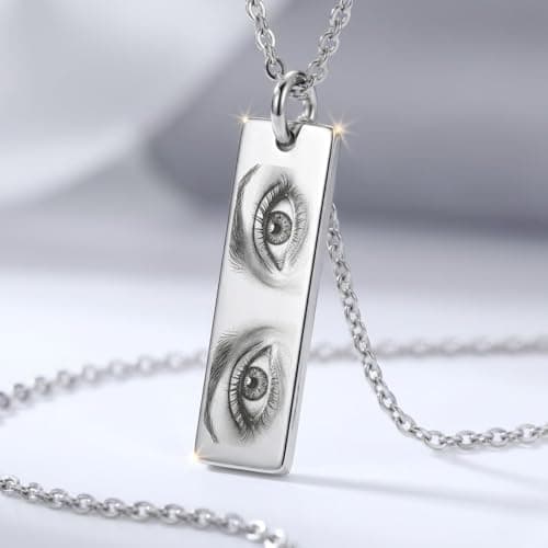 DOLO GIFTS Personalized Stainless Steel Eyes Necklace for Women | Customized Eyes Engraving Photo Pendant | Custom Family Jewellery Birthday Anniversary 5