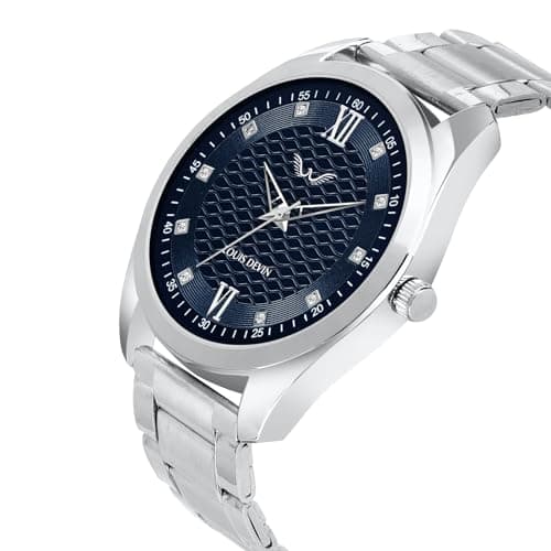 LOUIS DEVIN Stainless Steel Steel Chain Analog Wrist Watch for Men (Blue Dial) | Ld-Gr062-Blu-Ch, Dial Color-Blue, Band Color-Silver 2