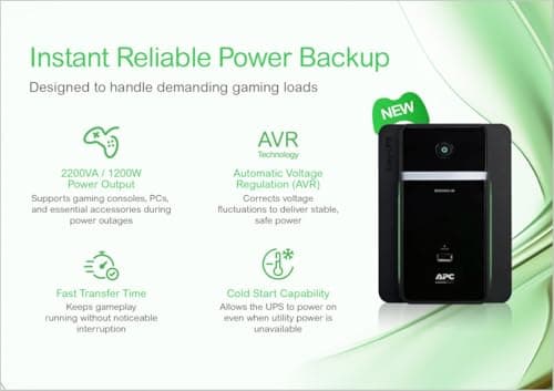 APC Easy UPS BVX2200LI-IN 2200VA Gaming UPS Power Backup | UPS for Gaming PC, PlayStation, Xbox & Consoles | Long Battery Backup with Voltage Protection for High Performance Setups 2