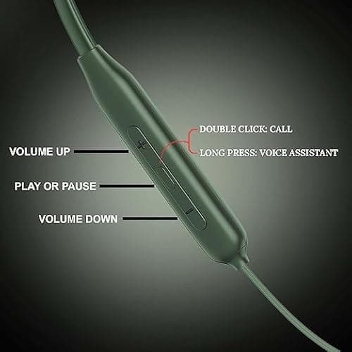 FD1 Bluetooth Neckband Wireless Earphones with Magnetic Earbuds, Sweat-Resistant, All-Day Battery Life (Green) 5
