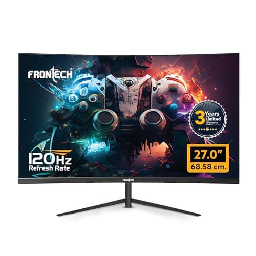 FRONTECH 27-Inch (68.58 cm) Curved Gaming LED Monitor | Full HD 1080p | 120Hz Refresh Rate | RGB Lights | HDMI & VGA Dual Input | Wall Mountable | 3 Years Warranty (MON-0053A)